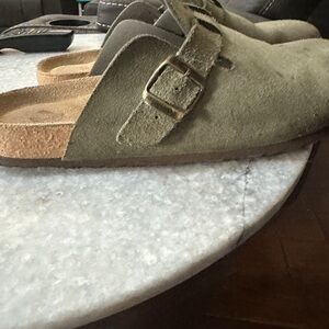 Birkenstock Olive Green Suede Loafers